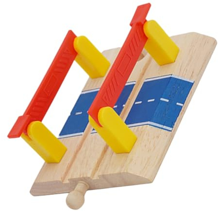 Toyvian Wooden Train Track Accessories Double Pole Rail Barrier Plaything for Boys and Girls Railway Platform Road Block Educational Toy for Diy Train Games