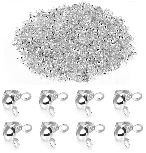 600 Stück Edelstahl Quetschperlen Verschluss, Silber Quetschverschlüsse Schmuck Schmuckherstellung Zubehör Kettenverschluss Umklappbare Perlenspitzen Knotenabdeckungen für DIY Armbänder Halsketten