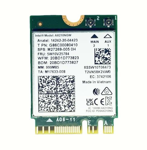 per Intel AX210 NGW Bluetooth 5.3 WiFi 6E Scheda Wireless Tri-Band 5400Mbps Adattatore di rete Laptop Supporto Windows 10/11 (64bit) M.2/NGFF