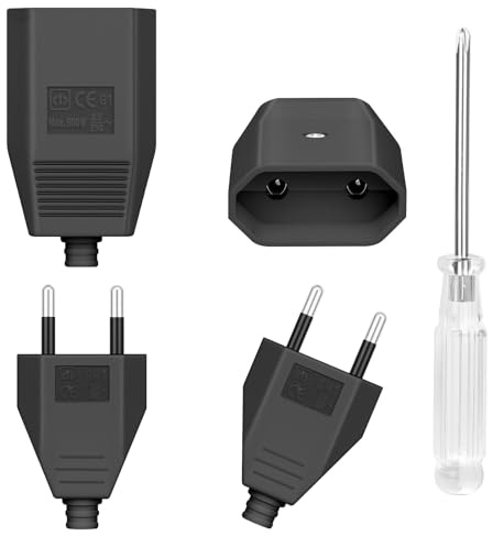 AXFEE 4 Pezzi Spina Europea Piatta 250V, 2,5A Spina Elettrica, con Contatto di Protezione Antipiega, per Elettrodomestici Apparecchi di Illuminazione Prese e Piccoli Elettrodomestici -Nero