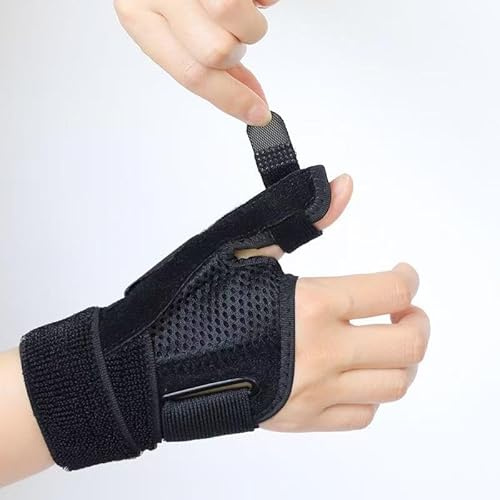 Tumbandage Vänster/Höger, Handledsstöd med Tumskena, Stabiliserande Handledsbandage för Män Kvinnor, en Storlek, Svart