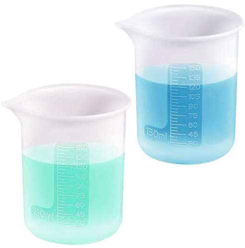 2 Pcs 150ml Silicone Measuring Cups, Flexible Mixing Cups for Epoxy Resin Paint DIY, Dosing Ball for Liquid Detergent, Non-Stick Reusable Silicone Pipettes for Craft Casting and Kitchen Use