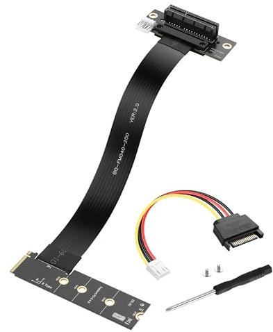 SinLoon M.2 M-Key PCI-E4.0 2280 NGFF auf 90 Grad PCIe X4 Verlängerungskabel M2 auf PCI-E 4X Buchse Riser-Kabel für M2 2230 (M.2 90 Grad rechts)