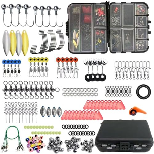 JOLYLINT 226 PCS Fishing Accessories Kit,Sea Fishing Tackle Set Containing Spoons, Hooks, Jigs, 3g/5g/7g Weights and More Other Accessories Suitable for Trout Bass Perch Pike With Tackle Box