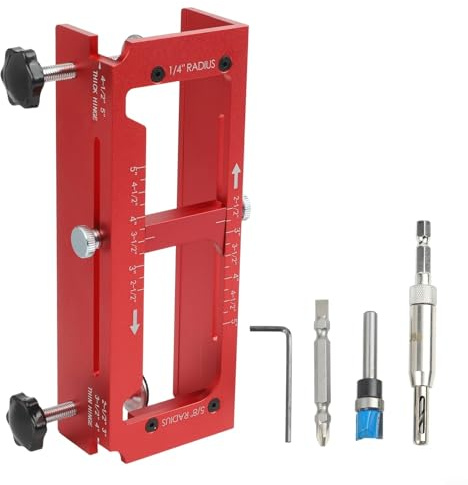 Besshepplo Aluminium Door Hinge Jig Kit 6061 Alloy Router Template for Accurate Mortise Cuts 2-1/2 to 5 Inch Compatible with Round and Square Corners up to 1-3/4 Inch Thick Doors wi(BLUE)