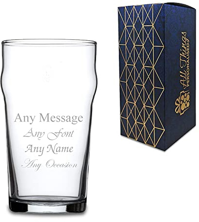 Pasabahce Personalised Engraved Nonic Pint Glass Birthday Christmas Wedding Best Man Usher