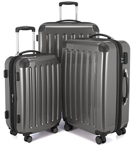Hauptstadtkoffer – ALEX – hårt skal resväska vagn rullväska resväska, 4 dubbla hjul, förlängning, titan, Set, Resväska set