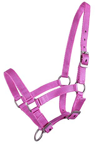 QHP Nylonhalfter Fohlen-Halfter 3fach Verstellbar Stark (Minishetty-Fohlen, Rosa)