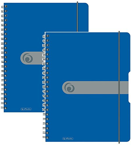 Herlitz 11293073 Spiralblock A4 to go, Holzfreies Papier, 80 Blatt (2er Pack A4, blau)