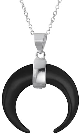 Bling Jewelry Westlicher Schmuck Im Boho Tribal Stil Mit Mutterperle Türkis Schwarzem Onyx Horn Halbmond Anhänger Luna Und Ohrringen Für Frauen Und Jugendliche 925 Sterling Silber