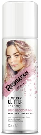 PaintGlow Glitter Spray Couleur des Cheveux, Prosecco Rose, 125ml, en Vrac