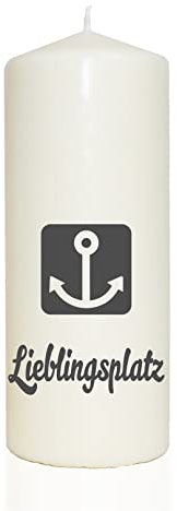 WB wohn trends Spruchkerze, Lieblingsplatz Anker, grau, 20cm, 765g d8cm, Kerze mit Spruch, Brenndauer ca 70 Std