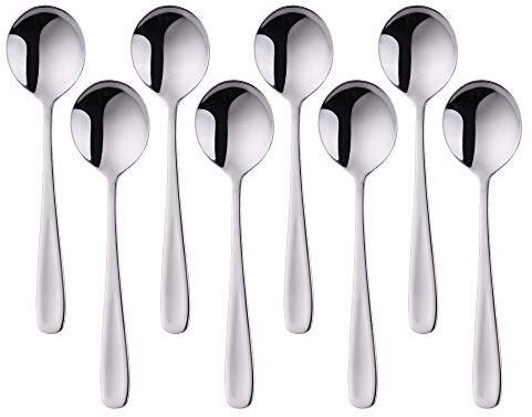 Do Buy Esslöffel Groß Müslilöffel Edelstahl Rostfrei 18/10 Silber Suppenlöffel 8-stück Menülöffel länge 17,5 cm Breit 4,5 cm Tafellöffel Suppentassenlöffel für Müsli Porridge Dessertlöffel Soup Spoons
