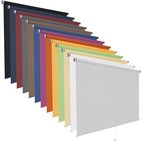 Springrollo Mittelzugrollo Schnapprollo viele Größen und Farben Stoff Rollo Vorhang Blickdicht halbtransparent lichtdurchlässig Fenster Sonnenschutz Sichtschutz Blendschutz (80 x 180 cm, Hellgrau)