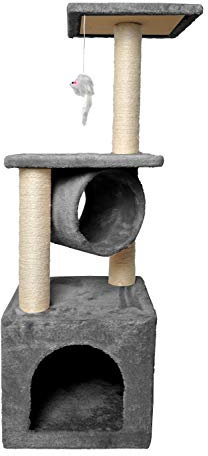 Katzenkratzbaum 90cm Kletterbaum Stabil für Katzen Klettergerüst 7959, Farbe:Grau