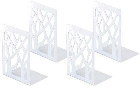 BuchstüTZE, Buchstützen, Book Holder CD Kinder Metall | Bücher Halter für Regal, Ordnerhalter DVD Unsichtbares Bücherregal, Bookends Buchstopper, 2 Paar Weiß