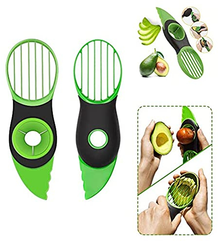 3 in 1 Multifunctional Avocado Cutter Slicer, Non-Slip Handle, Knife Cutter Pitter Stoner, Stainless Steel Blade for Fruit Kiwi Mango Kitchen Tool (1)