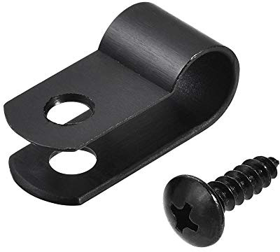 sourcing map 8.4mm Nylon R Type Cable Clip Wire Clamp with Screws Black 50pcs