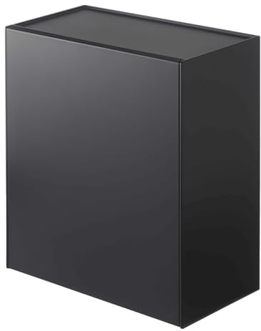 YAMAZAKI Home Tower Poubelle de rangement murale avec plateau, petite corbeille à papier avec couvercle, organiseur de salle de bain ou de cuisine – Plastique ABS