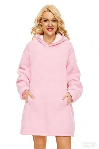 LeaveLive Süße Tiere lange Sherpa Decke Hoodie überdimensioniert Sherpa weich warm bequem Plüsch Halloween Kostüme Loungewear