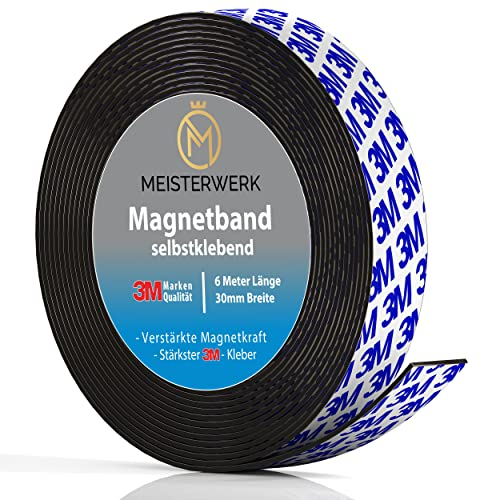 Meisterwerk Magnetband selbstklebend I Bester Halt durch stärksten 3M-Kleber I Magnetband mit idealer Magnetkraft durch Anisotropic Material I Elastische Magnetstreifen erleichtern zuschneiden