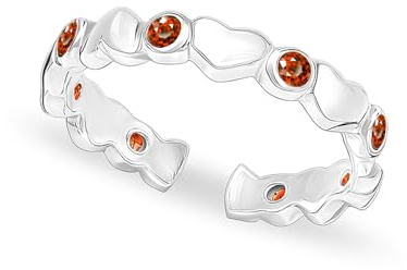 LeCalla 925 sterlingsilver hjärta med CZ granat öppna justerbara tåringar för kvinnor, Silver, Kubisk zirkonia