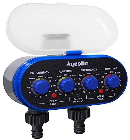 Aqualin Timer con valvola a Sfera per Sistema di irrigazione Automatico ed elettronico e Due attacchi per Tubi di irrigazione,centralina irrigazione è possibile collegare il sensore pioggia