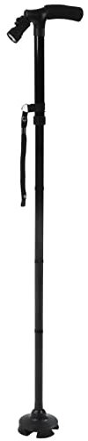 BuyWeek Bastone Da Passeggio, 95 cm Bastone Per Anziani in Lega di Alluminio Pieghevole Bastoni da Passeggio per Anziani All'aperto con Torcia