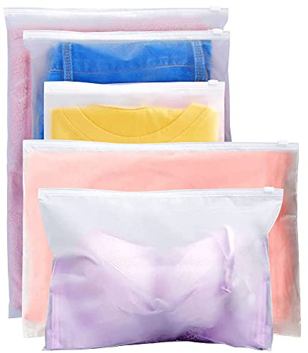 Annhao 15 Stücke Zip Beutel Wiederverwendbar Reisetasche Gefrostetem Plastiktüte Koffer Aufbewahrungsbeutel, Kleidung Tüten für Unterwäsche Schuhe Kosmetik und Andere Zubehör (5 Größen)