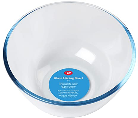 Tala Ciotola in vetro borosilicato da 2,7 l, perfetta per la cottura quotidiana, la preparazione degli alimenti, il cioccolato fondente, resiste a temperature fino a 240 °C, frigorifero, congelatore e lavabile in lavastoviglie