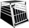 Thanaddo Alu Hunde Autotransportbox – Auto Hundebox robust & pflegeleicht – Gittertür verschließbar - Aluminium Kofferraumbox Reisebox für Hunde Katzen (65x91x69cm 76 Grad)