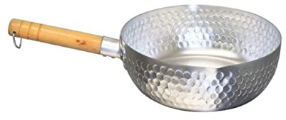 TrueCraftware- 8 X 3 Aluminum Snow Flat Pan Saucepan-Traditional Japanese Saucepan with Wood Handle Great for Ramen Tempura Milk Soup Pot Noodles Porridge Boiled Soup for Home and Kitchen
