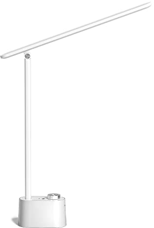 HONEYWELL lampara escritorio con puerto de carga USB - Escritorio LED flexo regulable para el cuidado de los ojos para la oficina en casa, lámpara de mesa pequeña portátil plegable trabajar, HWT-H01