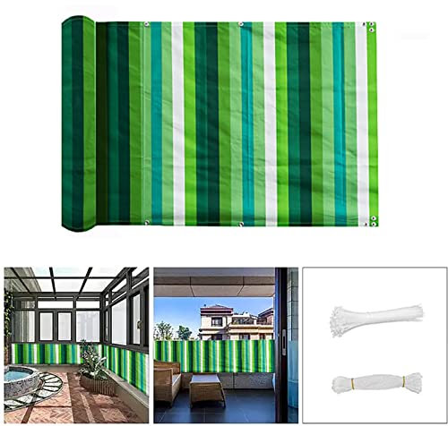 QINGLV Brise Vue 70x600cm Clôture De Protection De La Vie Privée UV RéSistant Imperméable Cache Vue Balcon pour Patio/Jardin/Terrasse/Grillage -Rayures Vertes Et Blanches