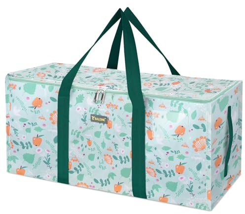 BALEINE Extra Large Storage Tote with Zippers & Carrying Handles, Heavy-Duty Oxford Fabric Moving Bags for Laundry, Space Saving, Storage, Spring Stroll