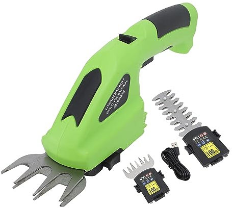 Qcwwy 2-in-1-elektrische Grasschere-Heckenschere mit Wiederaufladbarem Lithium-Ionen-Akku, Handschneider für Präzises Beschneiden, Hohe Effizienz, Langlebiges Material, Mehrere