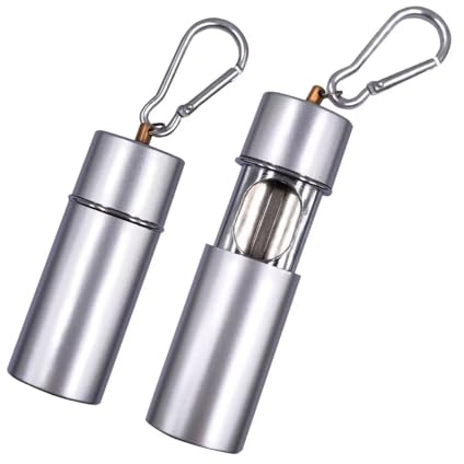 Hourwof Tragbarer Aschenbecher mit Deckel, Metall-Aschenbecher für den Außenbereich, mit Schlüsselanhänger für Zigaretten, Reiseaschenbecher, Silber