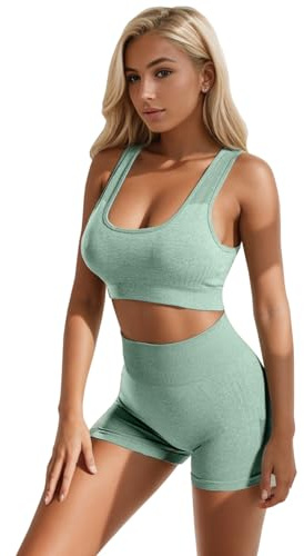 dohomiryo Completo Palestra Donna Corto Reggiseno Sportivo+Leggings 2 Pezzi