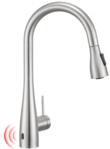 CREA Touchless Kitchen Tap with Infrared Sensor - 360° Swivel Mixer & 3-Function Sprayer, Stainless Steel