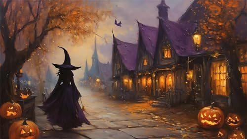 Diamond Painting Halloween Diamant Painting Bilder Hexe Diamond Painting Erwachsene Full Diamond Painting Zubehör DIY Diamant Kunst Malerei Stickerei Set Kreuzstich Bilder Home Wand Dekor 120x70cm