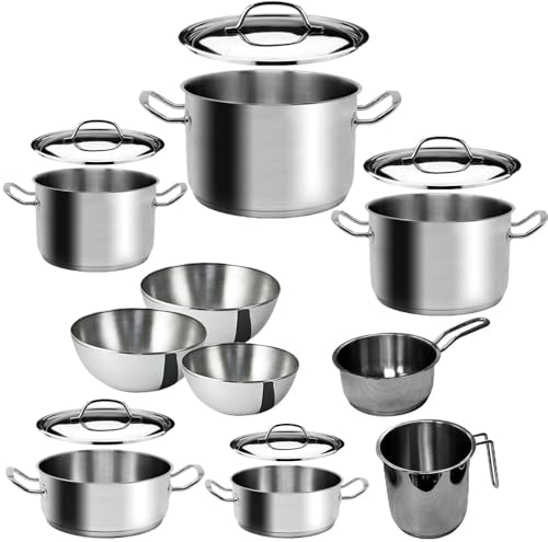Batteria 15 pz a induzione pentole casseruole con coperchio bollitore latte acqua per tisane tè e tris ciotole in omaggio stoviglie cottura di alta qualita'