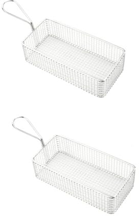 OUNONA 2stücke Frittierkorb Für Pommes Frites Und Snacks Lebensmittelechter Mesh-korb Mit Langem Griff Für Sicheres Frittieren Und Abtropfen Für Küche Und