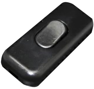 Interruptor de paso bipolar negro 2.5A 250V, ideal para controlar la iluminación y dispositivos eléctricos en hogares y oficinas.