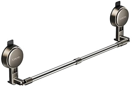 Teleskopische Handtuchhalter Edelstahl hängende Rack Wand montiert No-Punch Handtuch Storage Rack Vakuum Saugen Handtuchhalter Teleskopische Kleidung trocknen Stab für Bad/Haus (grau,68.5-126.5CM)
