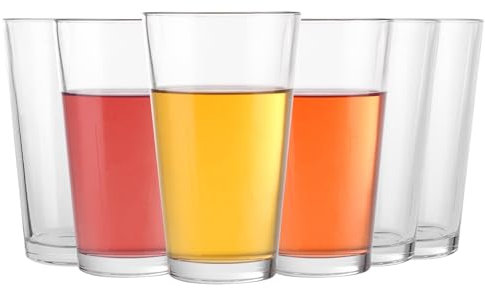 LOPYXBR Juego de 6 vasos de cerveza de 88 x 145 mm, 480 ml, vasos transparentes Highball y vaso, apto para lavavajillas