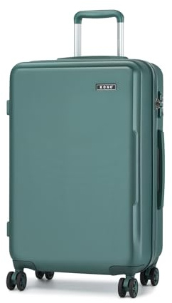 KONO Koffer Mittelgroß Hartschalen Leicht ABS+PC Reisekoffer Mittelgroß mit 4 Rollen und TSA Schloss 65×42.5×25.5cm, 60L, Dunkelgrün