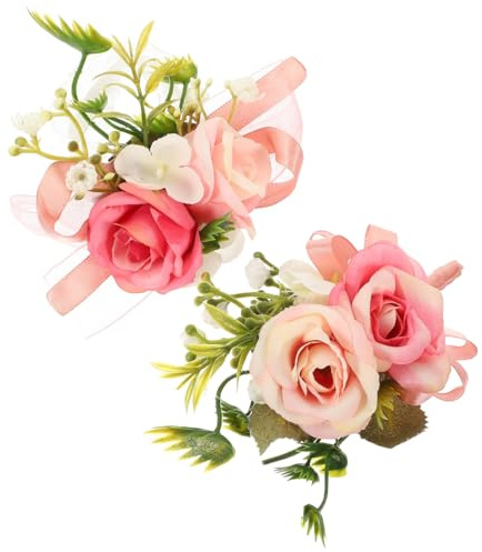 SAFIGLE Handgelenkblumen Set Mit Künstlichen Blumen Zartes Blumenarmband Und Ansteck Corsage Für Hochzeit Abschlussball Und Festliche Anlässe 2.76X4.72X1.97In