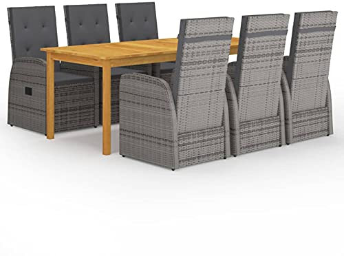 Fasba Gartenmöbel Set 7-TLG. Sitzgruppe Gartengarnitur Sitzgarnitur Gartenset Gartentisch Gartensessel Esstisch Tisch Stühle Grau
