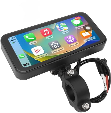 Pantalla Táctil Inalámbrica de Motocicleta 6.25 Pulgadas para CarPlay, Auto, Resistiva Al Agua, con Conexión, Adecuada para la Navegación de Motocicletas y la Reproducción de