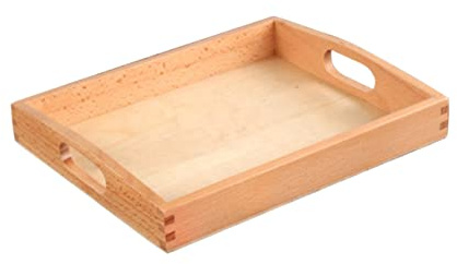 Didiseaon Wood Tray Organizer with Handle 2 Oval Cutout Handles Easy Transport and Handling Crafts Organizer Suitable for Bathrooms and Dressing Tables